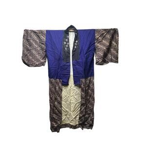 Vintage Japanese Purple Wool Blend 52” Long Kimono - AS IS / Flaws